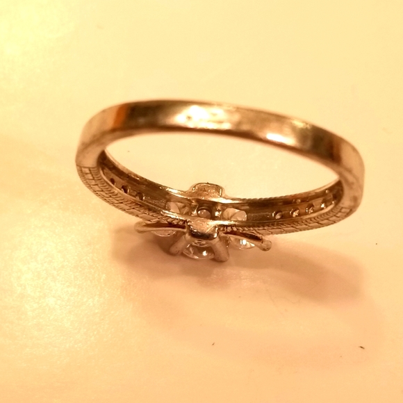 Vintage 3 stones Cubic Zirconia and 925 silver Nevada Silver Mine wedding  ring - Picture 7 of 11